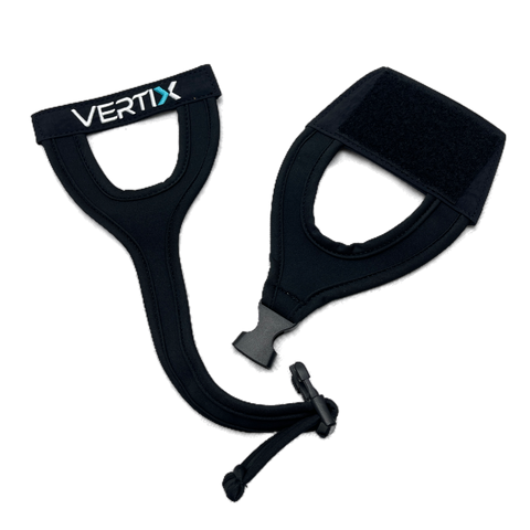 Black resistance band with Vertix logo on a white background